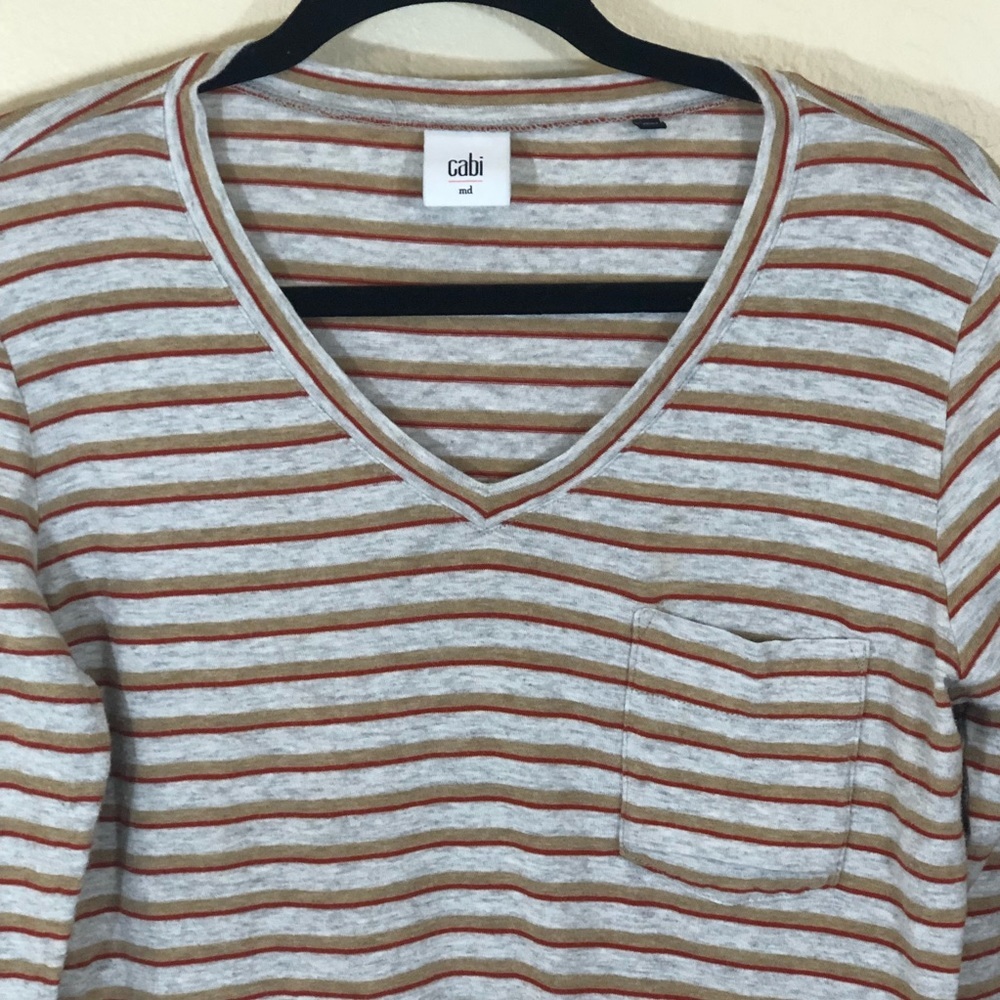 CAbi Skipper LS Striped Shirt Oatmeal Orange M